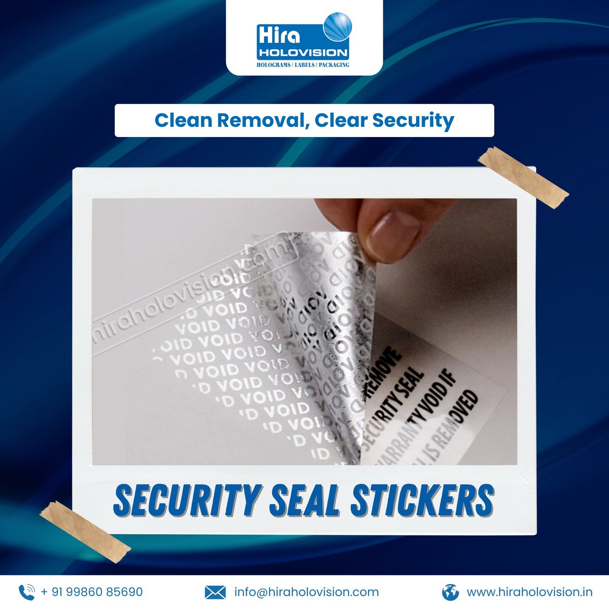 HHolovision's tweet image. Boost your product security with Hira Holovision’s advanced Security Labels! Featuring tamper-evident technology, VOID indicators, and residue-free solutions to prevent unauthorized reuse.

Visit: hiraholovision.in/products/secur…

#HiraHolovision #SecurityLabels #TamperEvident #VoidLabels