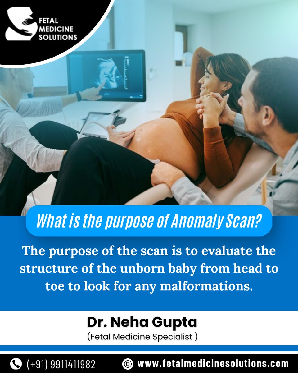 MedicineFetal's tweet image. What is the purpose of an Anomaly Scan?
The purpose of the scan is to evaluate the structure of the unborn baby from head to toe to look for any malformations.
-
👩‍⚕️Dr. Neha Gupta,  Fetal Medicine Specialist in Noida 
📞 +91 9911411982

#AnomalyScan #FetalMedicine #PregnancyCare
