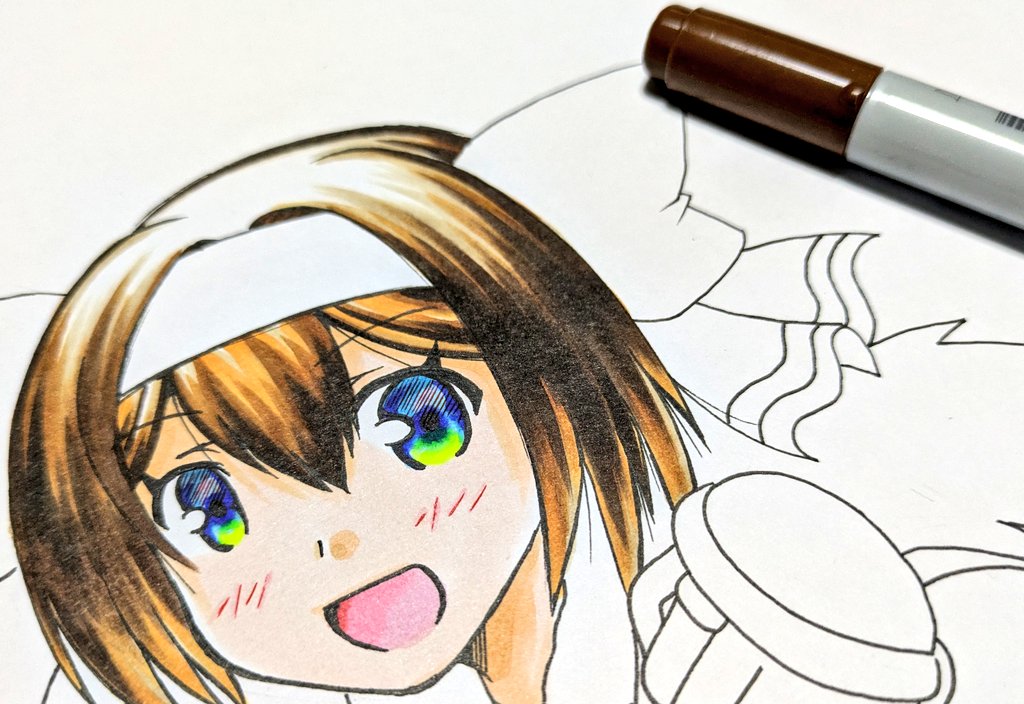 「やっぱ色紙楽しいわ」|キノ店員のイラスト