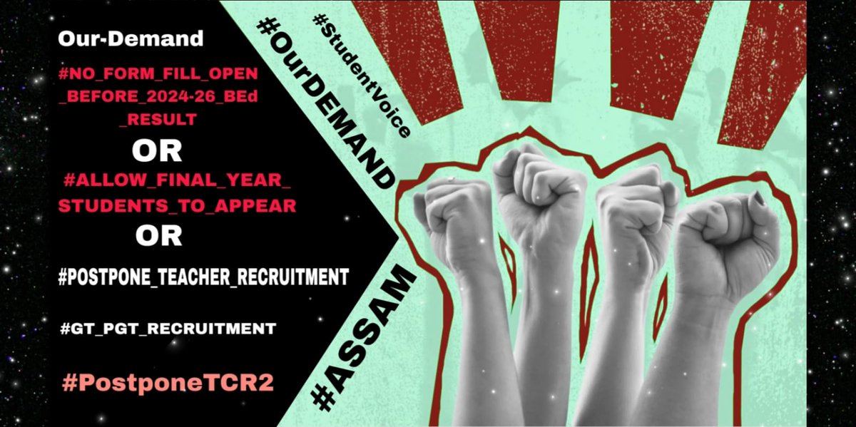 PinkyDutta3434's tweet photo. Our-Demand-

#NoFormFill_Open_Before_2024_26_BEd_Result

OR

#ALLOW_FINAL_YEAR_STUDENTS_TO_APPEAR

OR

#POSTPONE_TEACHER_RECRUITMENT #GT_PGT_RECRUITMENT #PostponeTCR2 #StudentVoice 

@ranojpeguassam @CMOfficeAssam @himantabiswa @DGPAssamPolice
@HardiSpeaks https://t.co/dKpDQfLWIg