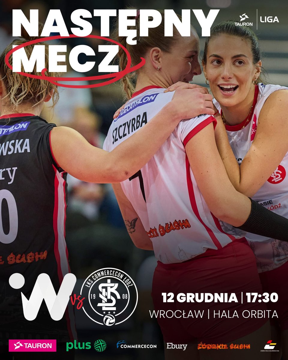 Nadszedł czas na ostatni etap maratonu🏃‍♀

Już jutro we Wrocławiu czeka nas mecz 10. kolejki TAURONLiga 🏐

🆚 Volley Wrocław 
📆 12.12.2025
🕖17:30 
📌Wrocław Hala Orbita
💻Polsat Sport 1

Do zobaczenia🤍❤🤍