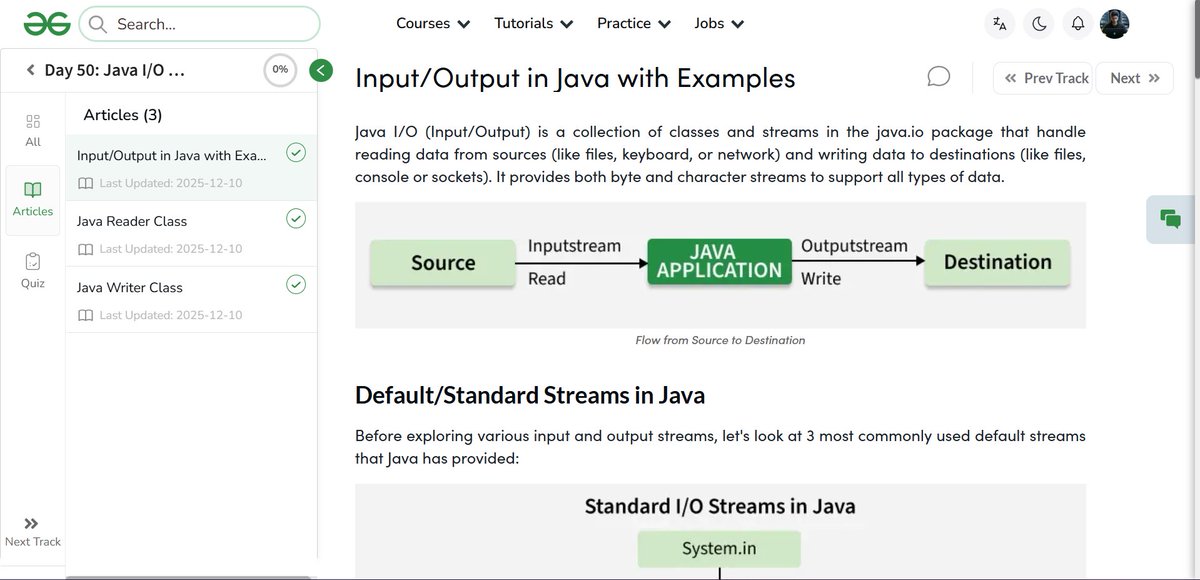 amanhaidry's tweet image. #Java from @geeksforgeeks 🚀
✅Input/Output in Java
✅Default/Standard Streams
✅Functions used with Default Streams:
✅Types of Streams
✅Types of Streams Depending on type of data (byte vs character)

#365DaysOfCode #JavaDev #GeeksforGeeks #gfg #nationskillup #skillupwithgfg