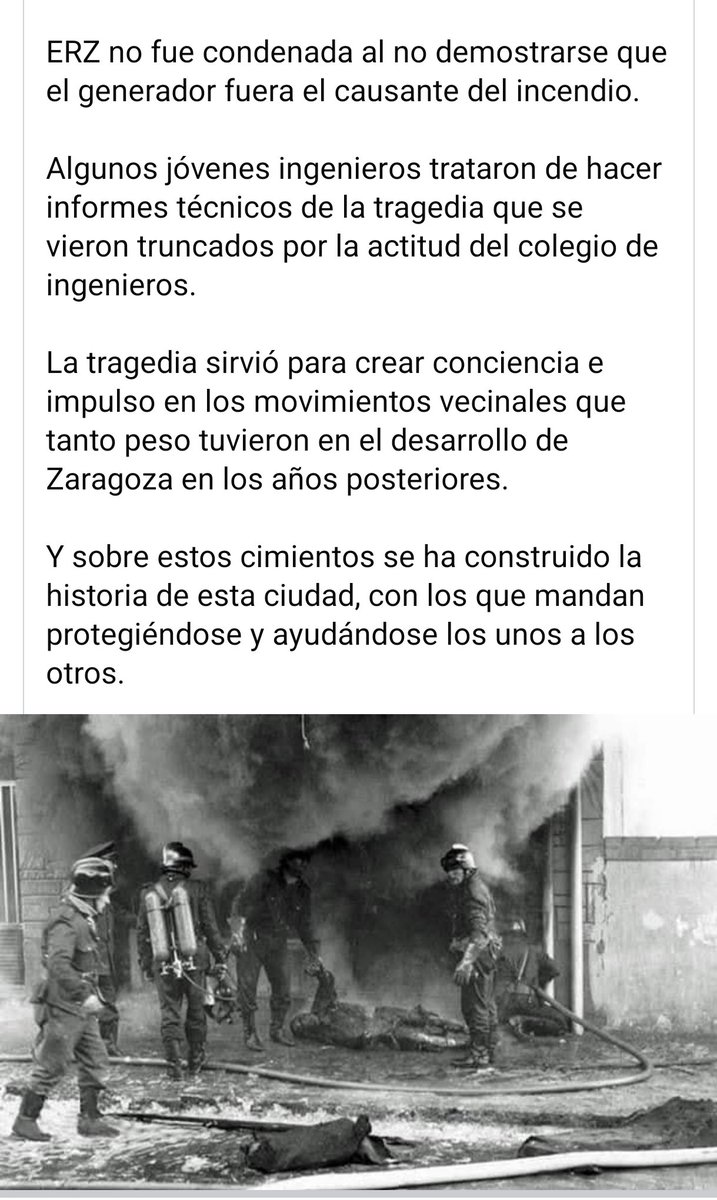 ¿CONOCES EL INCENDIO DE TAPICERIAS BONAFONTE?

¿Eres de Zaragoza, o del barrio de Las Fuentes, y no te suena este nombre ni estos hechos?

Pues lee el texto de las fotos y preguntate por qué.

52 años de esta tragedia que se llevó la vida de 23 trabajadores sin que nadie pagara⬇️