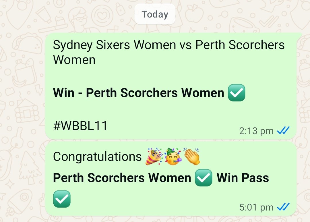 HashtagCricket7's tweet photo. Perth Scorchers Women β
Win Pass β
100% MATCHES π
100% REPORTS π―β
#WBBL11 #WBBLFinals https://t.co/9lXslypX0E