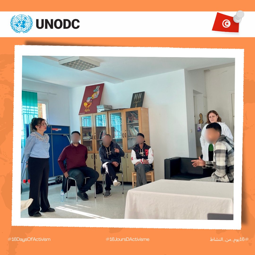 UNODC_ROMENA's tweet image. Promoting positive masculinity is key in preventing violence &amp;amp; supporting survivors✊✨

In #Tunisia🇹🇳, @UNODC held a session at the Amal Jebel Ouest Center to engage men and highlight the link between drug use and violence. 
#16Days

@NuTunisie @MinsanteTn @CristinaAlbert4