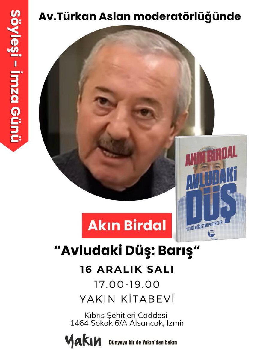 TurkanAslanAgac's tweet photo. Akın Birdal’ın ‘Avludaki Düş’ü; taş avlularda büyüyen bir düşü, barış uğruna verilen bir ömrün sızısını ve direncini taşıyor. Biz de bu buluşmada bir insanın değil, bir halkın barış arayışına adanmış mücadelesini konuşacağız.Gel, sözün ışığını birlikte çoğaltalım. https://t.co/mlz3qL5mIb