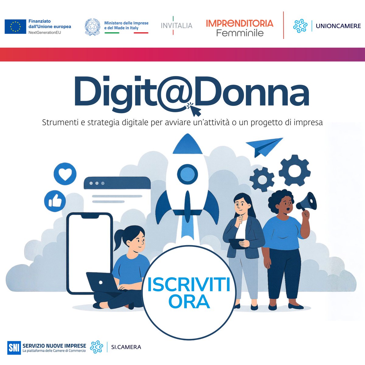 unioncamere's tweet image. Domani il primo appuntamento con Digit@Donna: quattro incontri formativi progettati ed erogati da @SiCameraSocial per diffondere la cultura imprenditoriale femminile e abbattere il gap di #competenze riportando il #digitale al centro dello #startup di impresa. L'iniziativa si…
