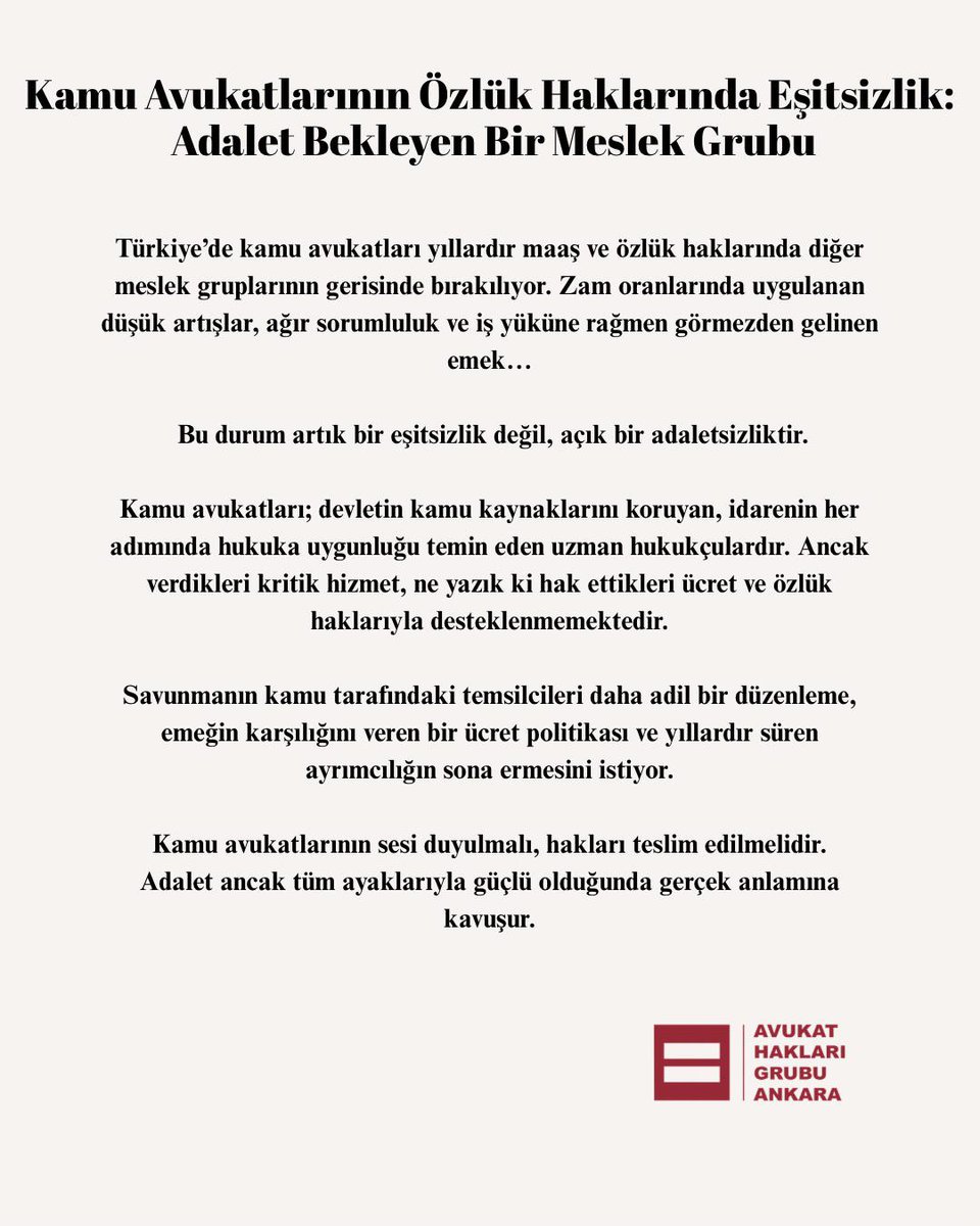 Türkiye’de kamu avukatları, hukuk hizmetlerinin en kritik alanlarından birinde görev yapmalarına rağmen, yıllardır maaş ve özlük haklarında diğer kamu meslek gruplarına kıyasla ciddi bir geri kalmışlık yaşamaktadır. Yargının üç temel ayağından biri olan savunma makamının kamu