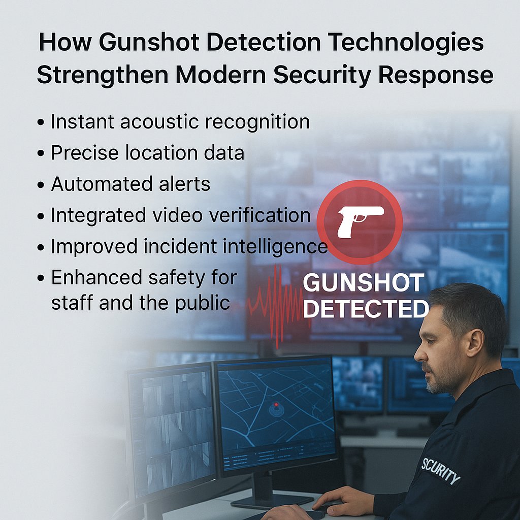 DynamicReact's tweet image. Gunshot detection tech identifies shots in milliseconds, pinpoints location, and triggers instant alerts. When paired with CCTV, it speeds verification and response, protecting staff and the public when seconds matter.
#detection #securitytips #dynamicreactions