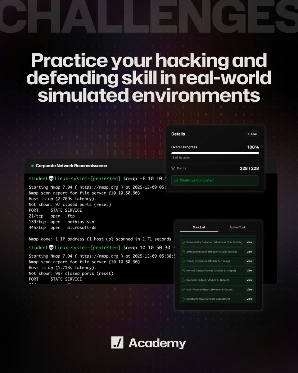 You can't learn cybersecurity by just consuming.

You have to DO it too.

With 20 initial challenges on our Academy you are empowered to practice your offensive, defensive and fundamental skills without any fuss. 

Take on the challenges: academy.subverted.io