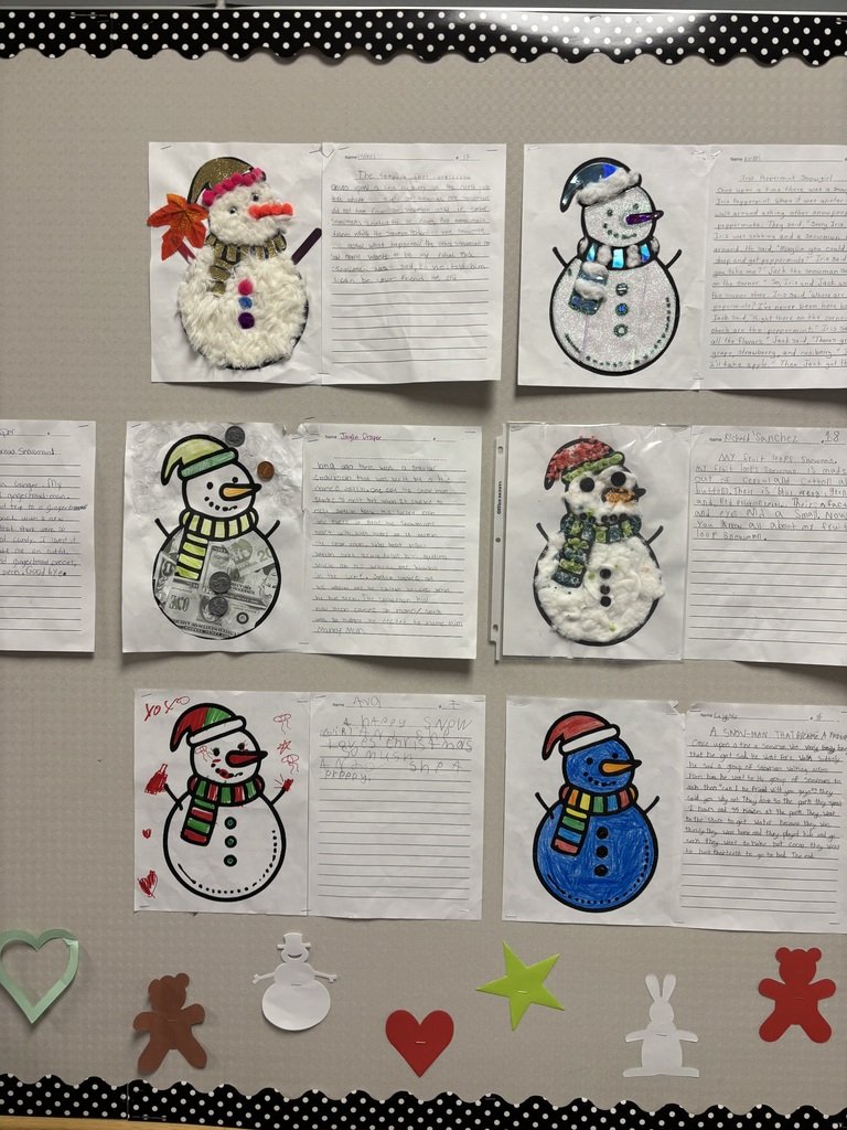 Some "snowy" writing examples from our hard working <a href="/sunnyheightsele/">Sunny Heights Elem</a> 3rd graders! #WarrenWill #OURHeights