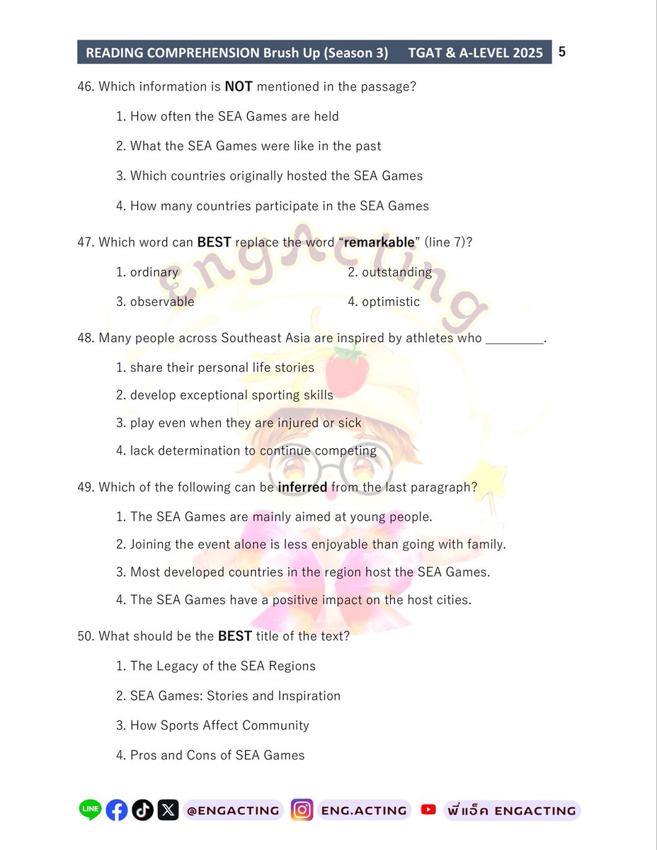 engacting's tweet image. ⚠️เก็ง Reading 2 เรื่องนี้
มีโอกาสออกใน #TGAT1 สูงมากก
 #dek69 #dek70 วันนี้มีไลฟ์สด
ชำแหละข้อสอบ Reading แบบจัดเต็มไม่กั๊ก
✅19:24 ไลฟ์ส่งหนูเข้าห้องสอบกันค่ะ🔥

📚โหลดเอกสารเรียนแล้วมาเจอกันนะ drive.google.com/file/d/1CeBRgB…

📍ไลฟ์สดที่ youtube.com/live/6_POzorZ0…

#tgat #tcas69 #tgateng