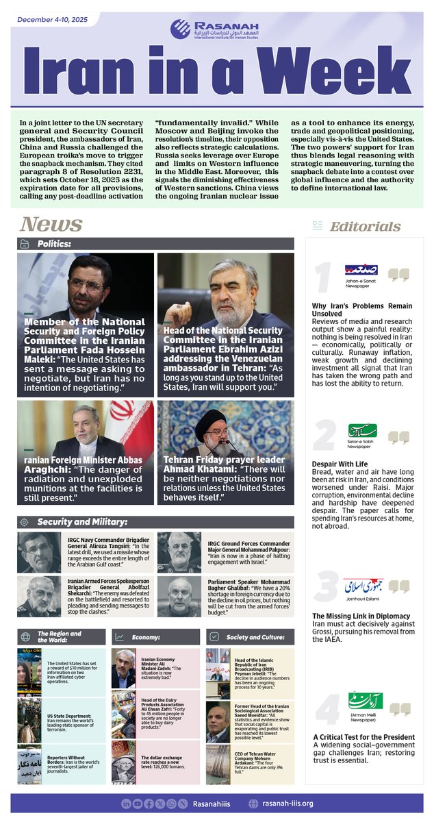 rasanahiiis's tweet image. Infographic | This week’s takeaways from the #Iranian press. #IranInAWeek