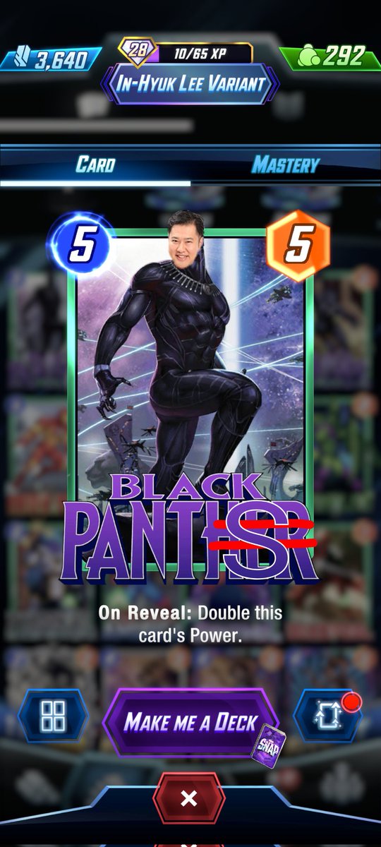 RabbitSweetHS's tweet image. "Don't worry, I'm wearing"(pants!)
--Tonikaku
「安心してください、履いてますよ」
――ブラックパンツー
#マーベルスナップクソコラグランプリ #Marvelsnap