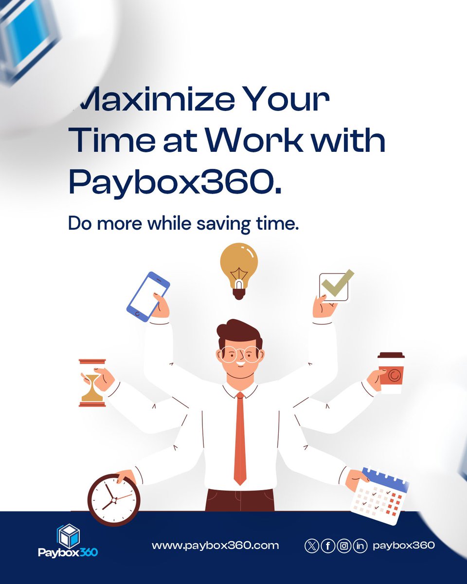 PayBox360's tweet photo. Boost productivity and work smarter, not harder! 

Our #TimeManagement Tool in Paybox360 HR module helps you:

- Track time and attendance effortlessly
- Optimize employee scheduling
- Reduce admin tasks and focus on growth

#Paybox360 #ProductivityHacks #staffmanagement https://t.co/Ave7IAzT2p