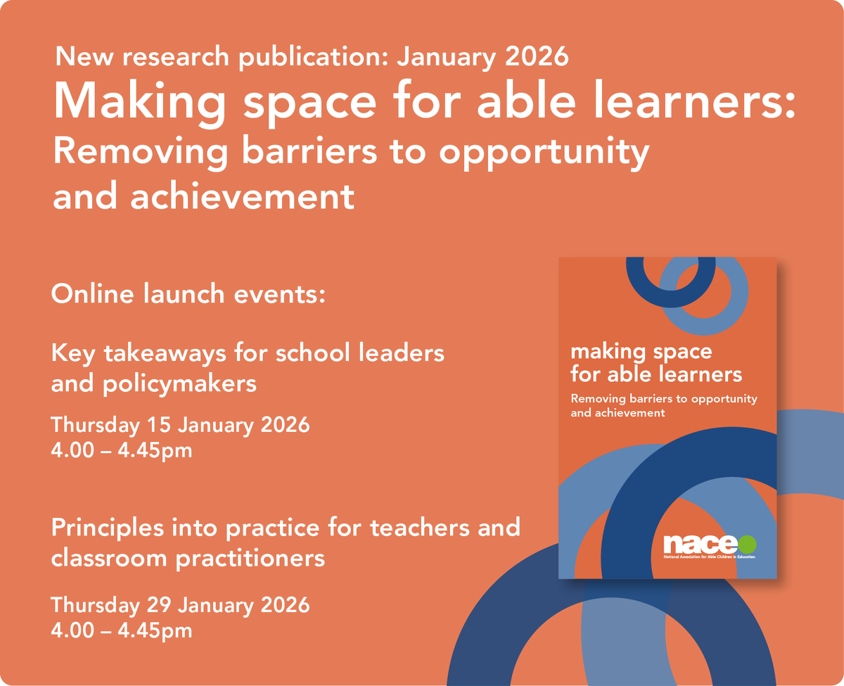 naceuk's tweet photo. New publication: Removing barriers to achievement and opportunity. Online launch events open to all.

15 January: for school leaders and policymakers, featuring @JohnPeterJerrim

29 January: for those working in schools, featuring @HughesHaili

Book your place via the link in bio https://t.co/tDiJNcCQlv