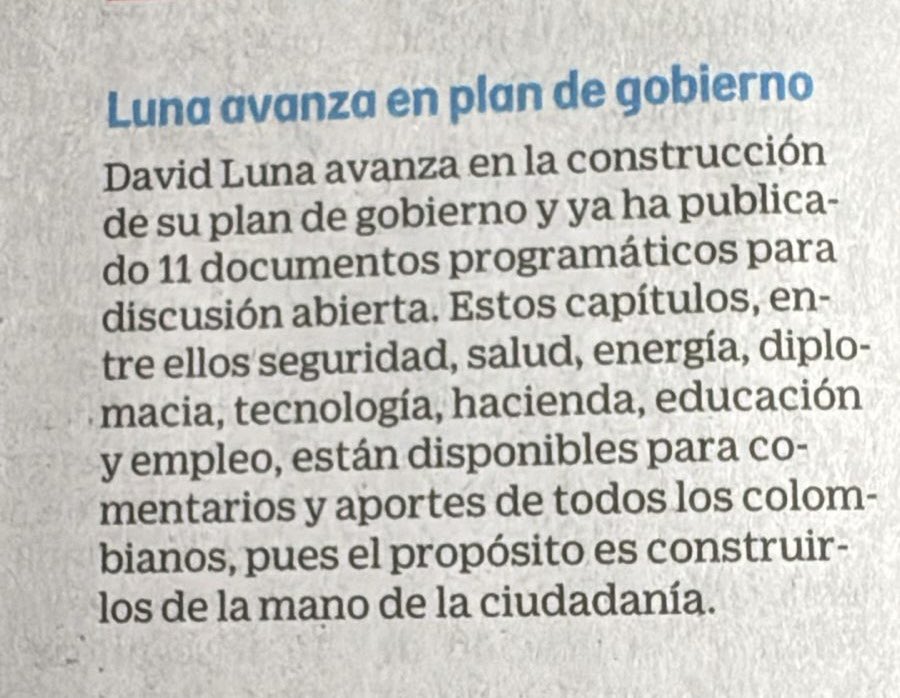 En esta campaña cambiamos el chip: no le apostamos a las peleas, nos enfocamos en lo que realmente importa, propuestas para resolver los problemas de los colombianos. Gracias <a href="/teomagar/">Mateo García</a> y <a href="/ELTIEMPO/">EL TIEMPO</a>.