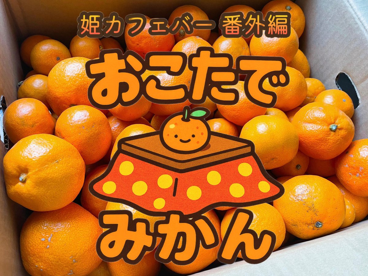 ┈┈┈┈┈┈┈┈┈┈┈┈
　#姫カフェバー 番外編
〜おこたでみかん📺🍊〜
┈┈┈┈┈┈┈┈┈┈┈┈
🗓️ 12.21(日)
⏰ 18:00-23:00
📍 酒桂田(歌舞伎町2-34-8 第5Sビル 2F)

友達ん家でまったりテレビを見る年末…
を再現したイベントです。
この日はがんばるのをやめて
ただただ一緒に笑いましょ♩¨̮