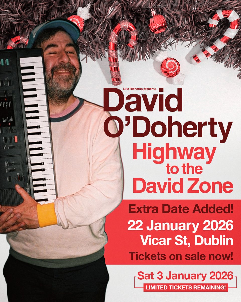 ★ ★ 𝗘𝗫𝗧𝗥𝗔 𝗗𝗔𝗧𝗘 𝗔𝗗𝗗𝗘𝗗 ★ ★ 

Due to huge demand, <a href="/phlaimeaux/">David O'Doherty</a> has just added an extra date for his show 'Highway to the David Zone' in <a href="/Vicar_Street/">Vicar St</a> on 22 January 2026! 🤩

🎟️ On sale now ~ bit.ly/4oSz1F8