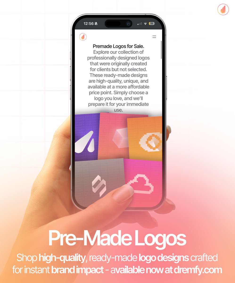 🔥 Need a logo fast? 

Browse a curated collection of professionally crafted, ready-made logos - each designed with care to give your brand an immediate edge. 

🌐 Find the perfect fit for your business at dremfy.com