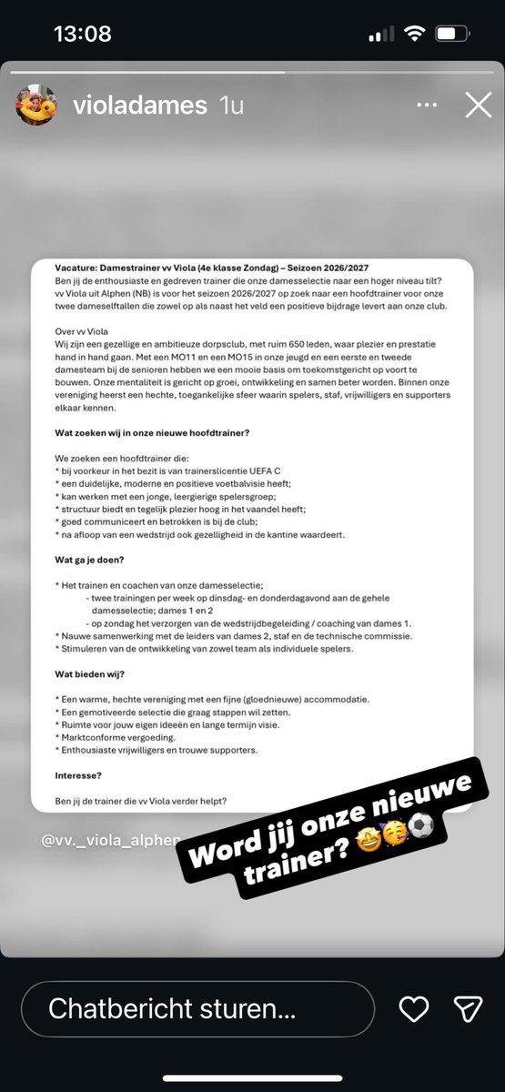Vacature hoofdtrainer Vrouwen VV Viola . Wie komt deze gezellige groep trainen ??