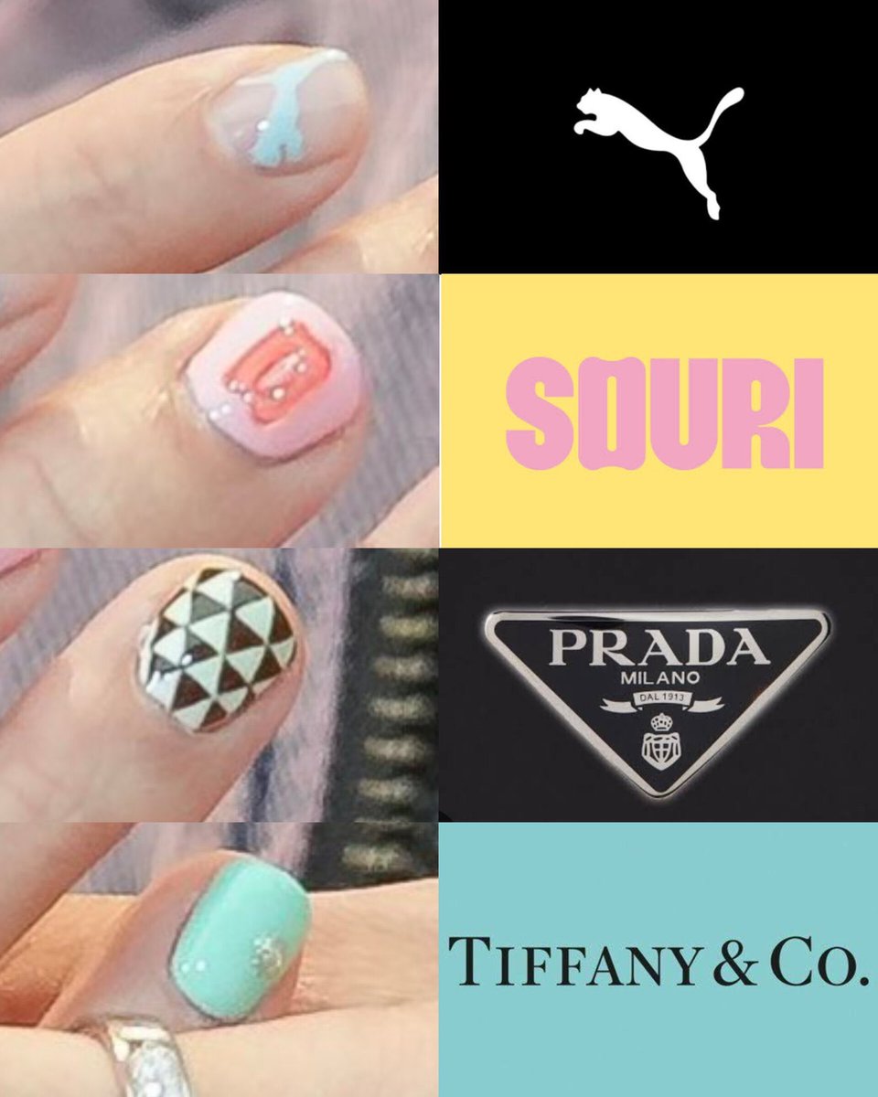 nantoqa's tweet image. ขนาดเล็บยังเพนต์เป็น Prada, Tiffany, Puma กับ Souri เลย 555555