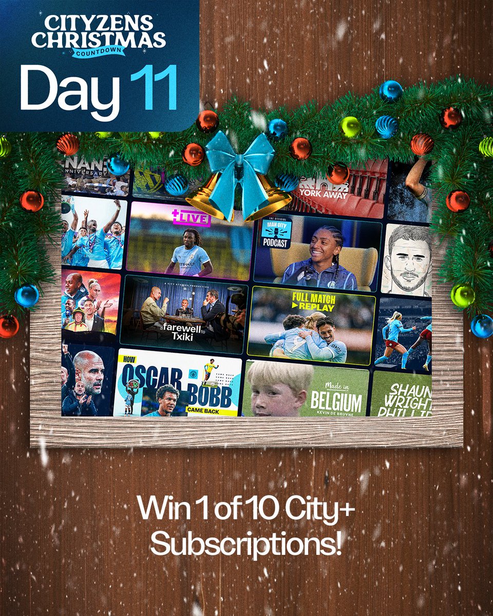 ManCity's tweet image. Christmas Countdown Day 1⃣1⃣

Don't miss your chance to win a one-year CITY+ subscription! 🤩

Enter now ➡️ mancity.co/christmas-coun…