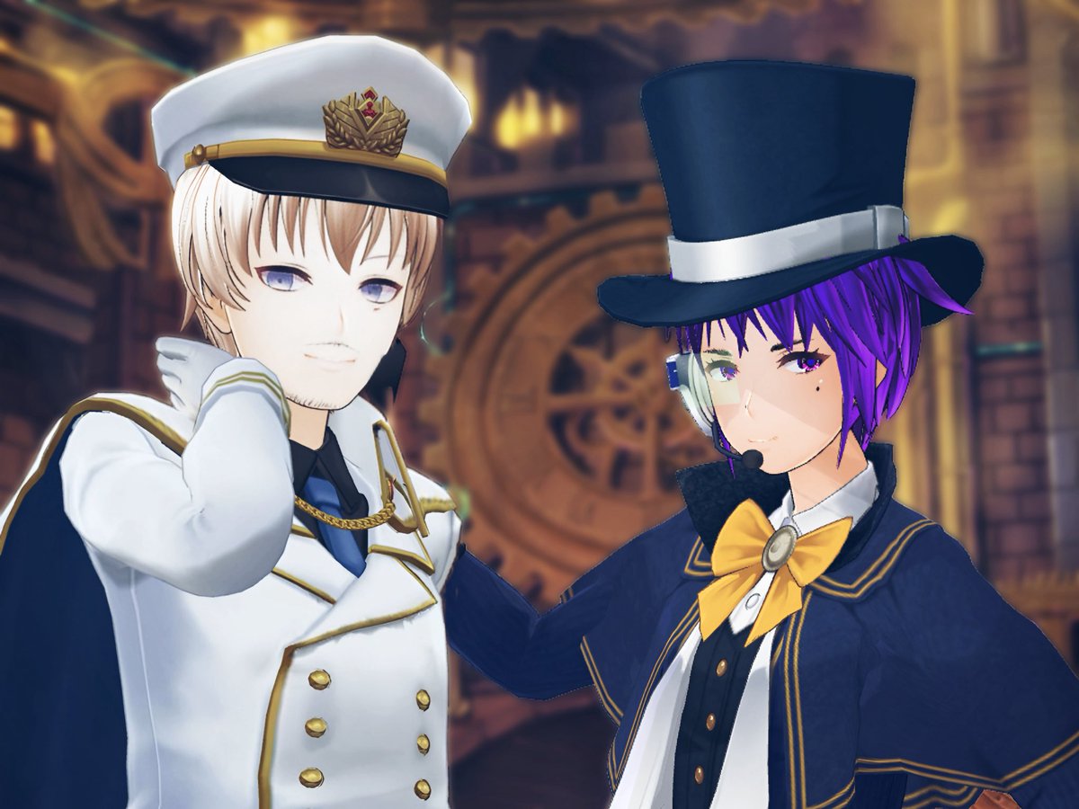 HAL_dynast's tweet image. 「CCイケメンとツーショット」企画。
元彩野工房さんの「Ｍｒ．ホワイト」さんと、ウチのHALセージのツーショット画像を作りました。
普段あまりやらないバストアップと #picsart の新機能に挑戦してみました。
#カスタムキャスト #CUSTOMCAST