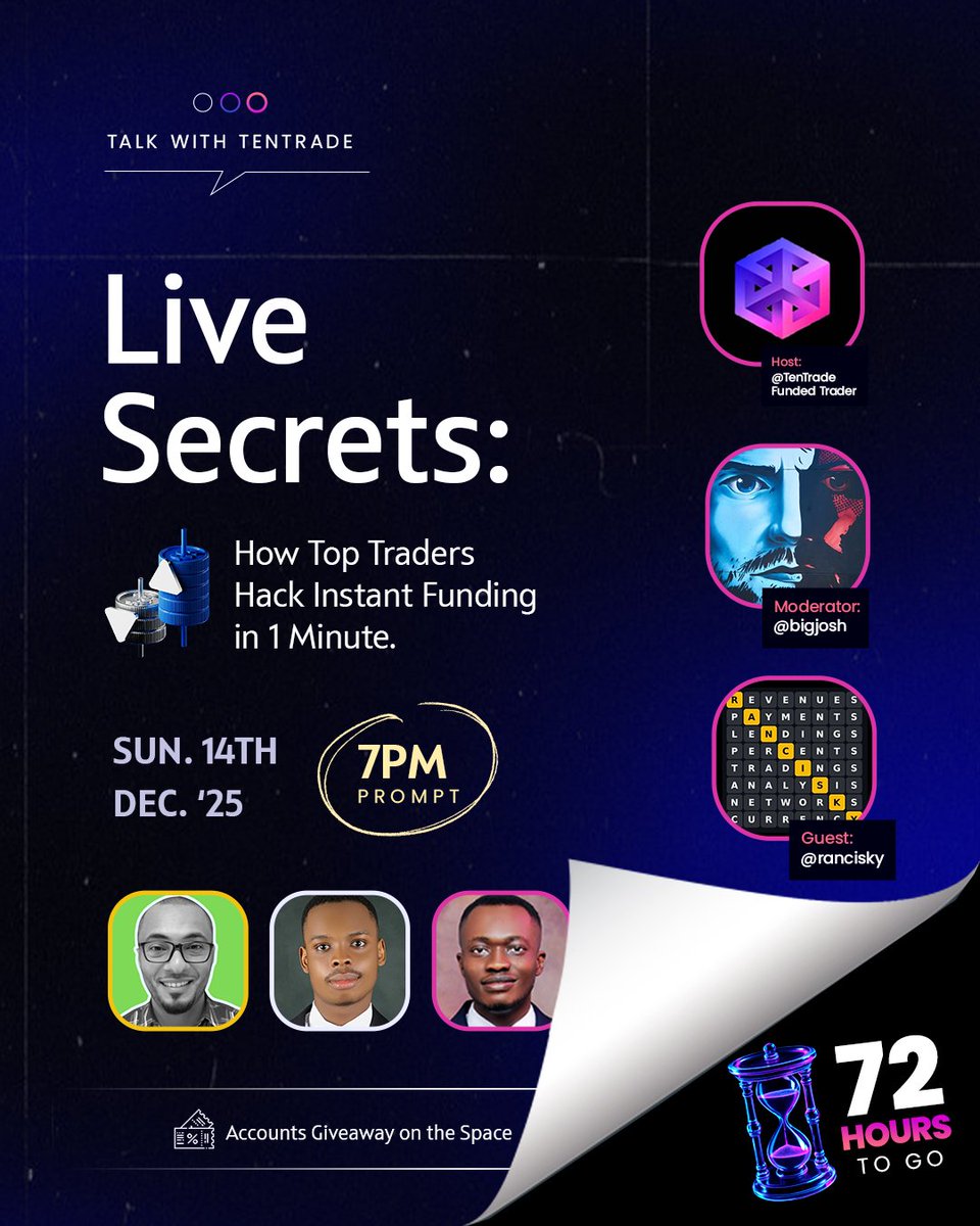 About 72 hours left and the energy is already building.

There’s something about hearing the top 1% traders break things down in real time that just hits different.

This Sunday on Talk with TenTrade, we’re pulling back the curtain on how traders get funded fast and actually stay