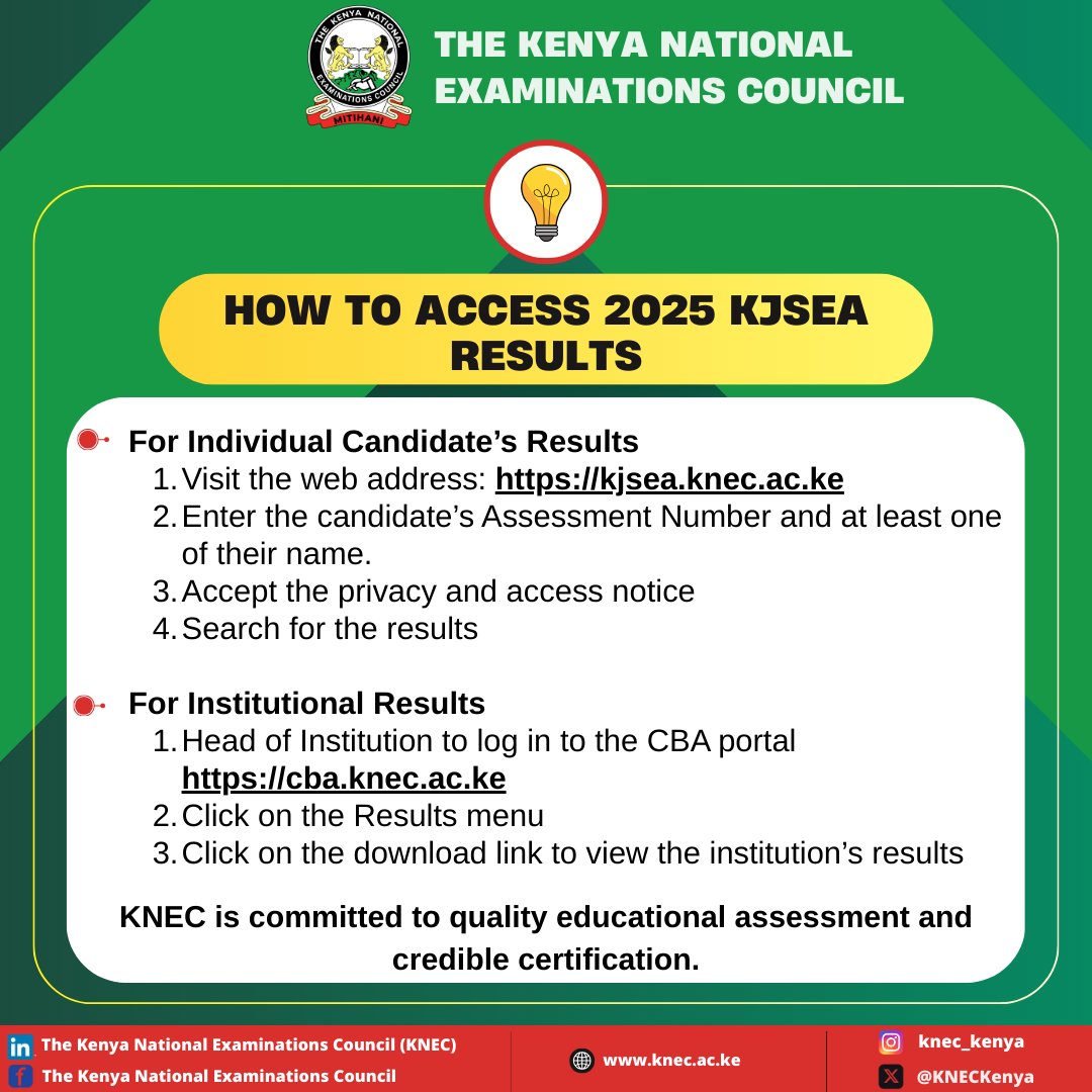 The Kenya National Examinations Council (KNEC) tweet media