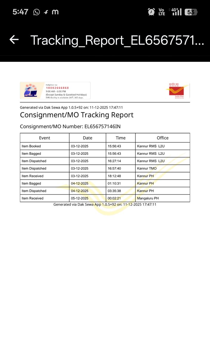 Ranajit291's tweet photo. @IndiaPostOffice @PMOIndia @AshwiniVaishnaw @rashtrapatibhvn @PTI_News @ABPNews @GovtOfIndia_ 
My speed post article not reached https://t.co/Meo77xrJNR updates on tracking,is it safe or lost? India post has no responsibility about their service, please arrange a quick delivery. https://t.co/zIs4r3AsbK