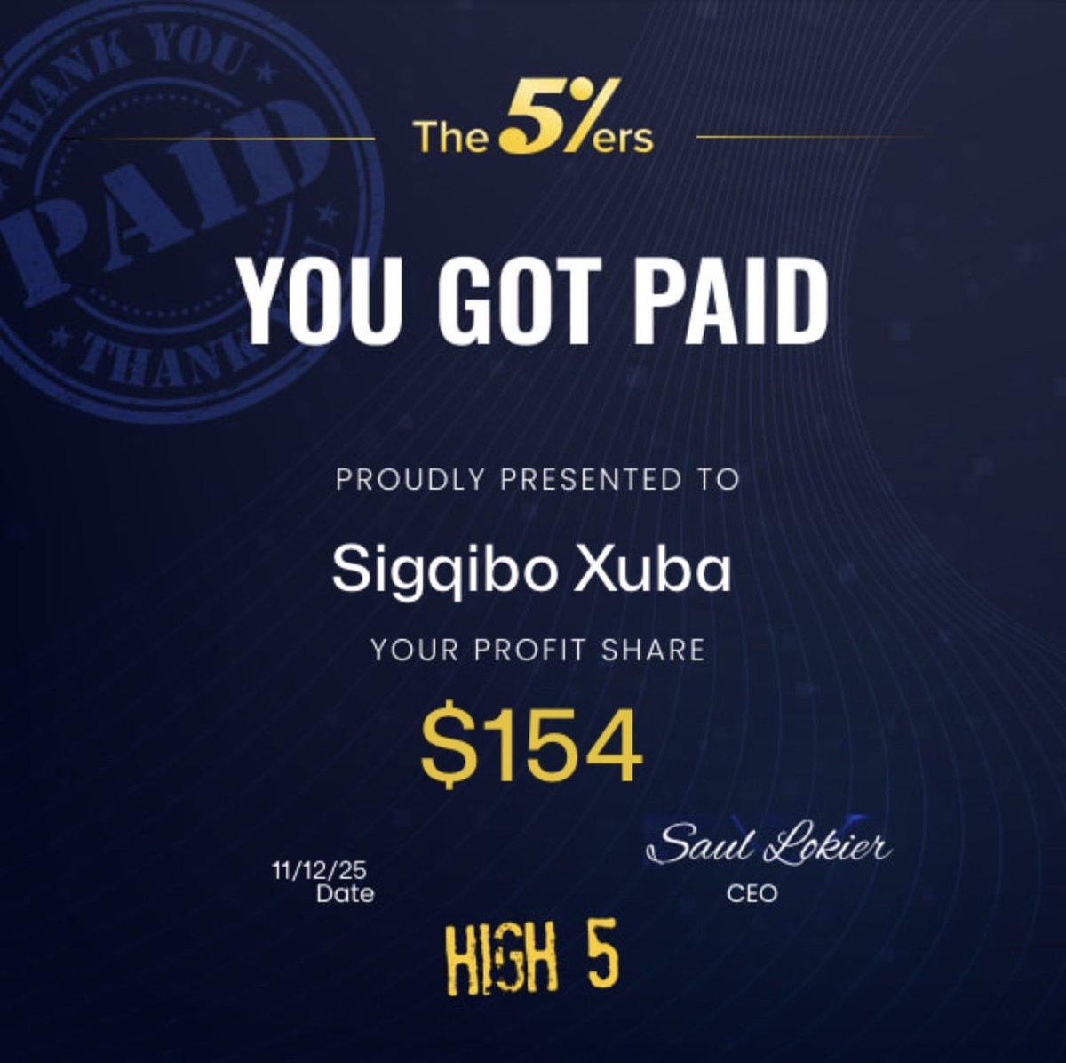 GQ_Xuba's tweet photo. Just got my first ever prop firm payout from The5ers!
Small start with consistency and discipline, but it’s all the way up from here.
More to come. 🚀
#The5ers #PropFirm #FirstPayout https://t.co/WMP31wV59z