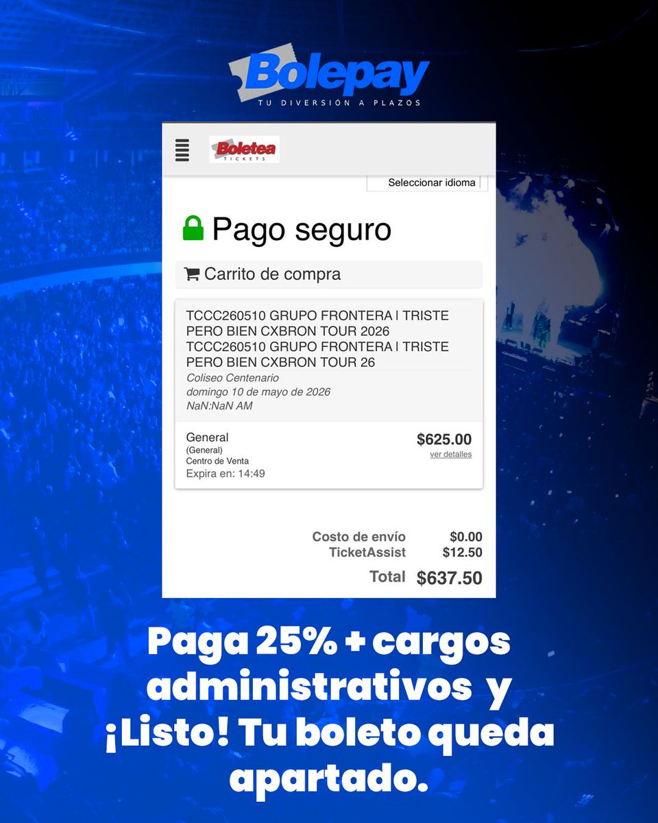 Guía rápida de cómo usar Bolepay en línea para tu próximo evento
Eventos disponibles:
Grupo Frontera 🤠
Carlos Rivera 🎤

Desliza y aprende 💡

#Bolepayenlinea #CómousarBolepay