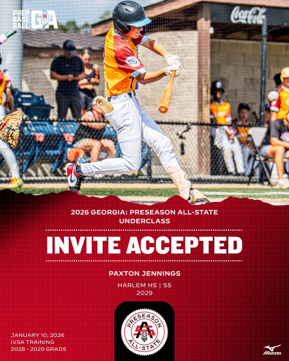 PrepBaseballGA's tweet photo. ‼️ 𝐈𝐍𝐕𝐈𝐓𝐄 𝐀𝐂𝐂𝐄𝐏𝐓𝐄𝐃 ‼️

+ 2029 SS/RHP Paxton Jennings performed well all spring and summer &amp; had a strong showing at #PBJFG25.

@Paxton_Jennings is 🔒'd in for #PASUnder26.

𝐑𝐞𝐪𝐮𝐞𝐬𝐭 ��𝐧 𝐢𝐧𝐯𝐢𝐭𝐞, 𝐫𝐨𝐬𝐭𝐞𝐫, 𝐦𝐨𝐫𝐞...
🔗 https://t.co/RkfWkKWBfj https://t.co/sNPPFSj2DL