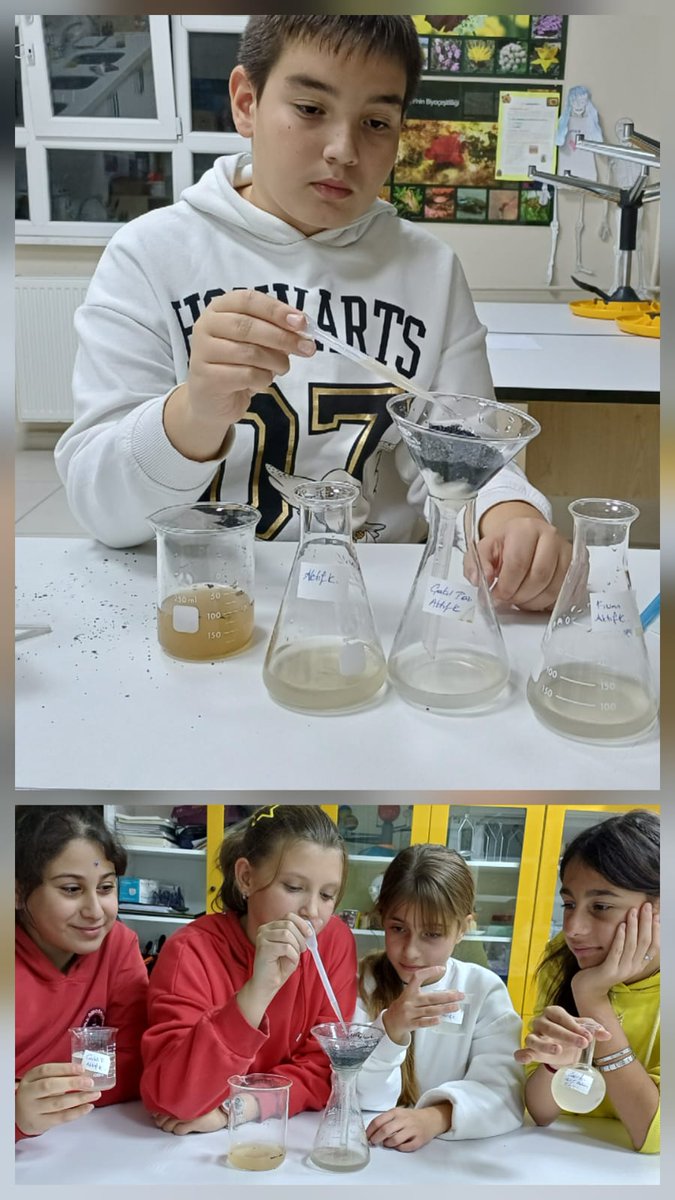 SinopBilsem's tweet photo. 💧 Eğlenceli Deneyler Atölyesinde Su Arıtma Macerası!

Eğlenceli Deneyler Atölyesinde Emine öğretmenimiz ve öğrencileri bu hafta aktif karbon, süzgeç kâğıdı, kum ve çakıl kullanarak kendi basit su arıtma sistemlerini tasarladılar. https://t.co/CQgob0HDgi