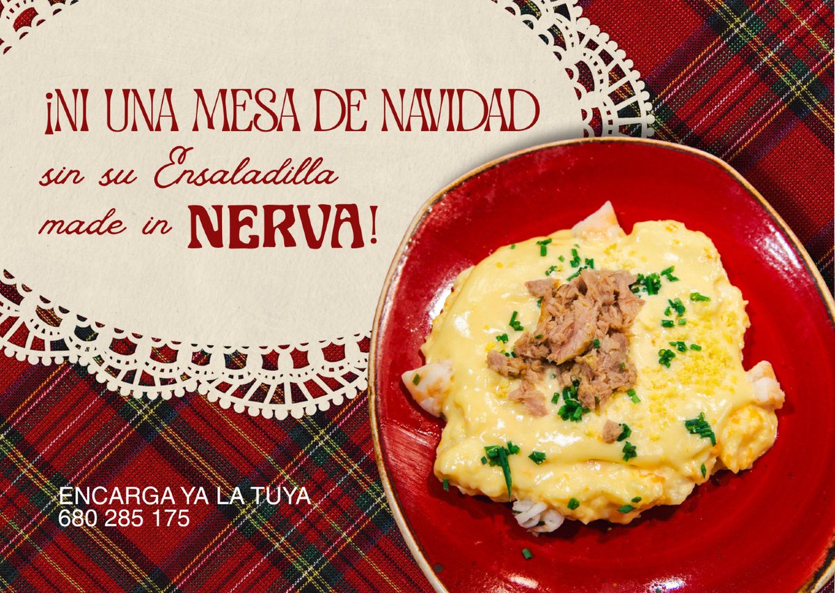 Esta Navidad, la ensaladilla rusa de Bar Nerva no puede faltar en tu mesa.
Haz tu encargo, ven a recogerla y disfruta del sabor de siempre… 

#BarNerva