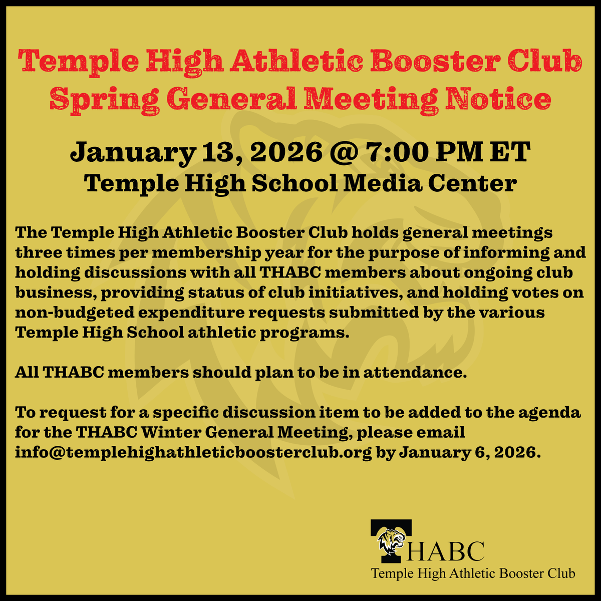 Temple High Athletic Booster Club (THABC) tweet media