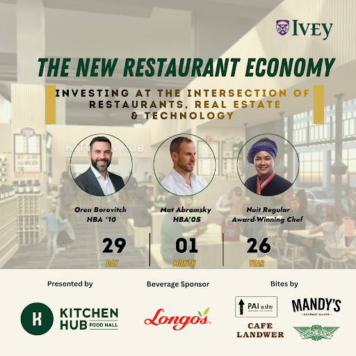 The Ivey Alumni Network Toronto Chapter (IANT) presents The New Restaurant Economy: Investing at the Intersection of Food, Real Estate &amp; Technology on January 29, 2026.

Click here for more information and to register ivey.uwo.ca/alumni/your-iv…