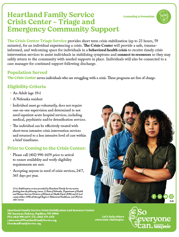 SarpySheriff's tweet photo. Check out this Flyer from Heartland Family Service Crisis Center - Triage and Emergency Community Support. Please Share with others. https://t.co/vGQcVkqkvd
