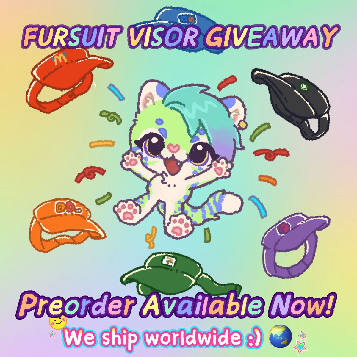 🧢Fursuit Visor Giveaway
Now Preorder is LIVE! ➡️ limeythecheetah.com/collections/li…

To enter:
🍟Follow Me. 
🍕Repost this post. 

The preorder will open for a month and the visors will be shipped at the end of next month! 😸The winner will be randomly selected at that time too. 

GLHF! 🍀