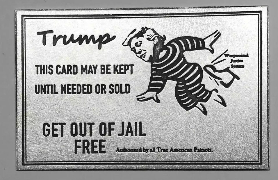 Upgrade to #PlatinumCard and get the #TrumpGetOutOfJailCard for free, just pay shipping and handling..
#TrumpGoldCard