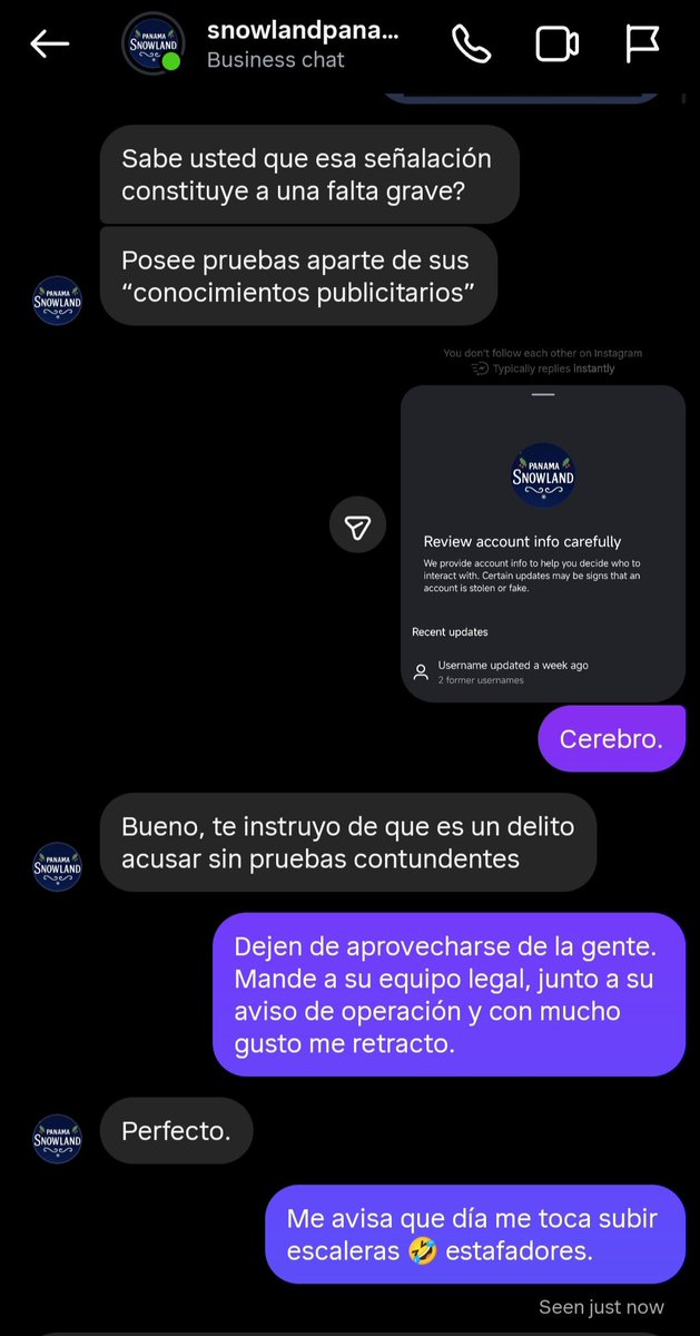 etherealelunex's tweet photo. Hey mi gente, hay una estafa circulando en IG: Snowland Panama, MUCHO CUIDADO. Todo, absolutamente todo de esto, es sospechoso. Dejo 🧵 con algunas capturas y seguiré desarrollando más adelante (estoy trabajando). Por favor denle repost, quieren sacarle plata a la gente como sea. https://t.co/T2Y9zBXOrj