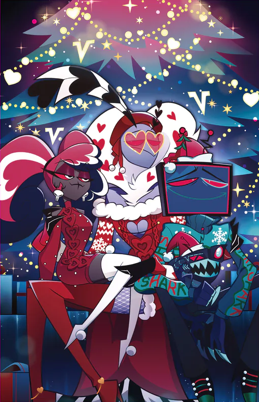 Claireffa_'s tweet photo. We finally got the full sized holiday posters! 
Vox's little shoes :'3

#HazbinHotel https://t.co/4rLa0Qeaey