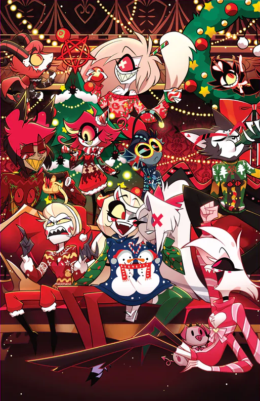 Claireffa_'s tweet photo. We finally got the full sized holiday posters! 
Vox's little shoes :'3

#HazbinHotel https://t.co/4rLa0Qeaey