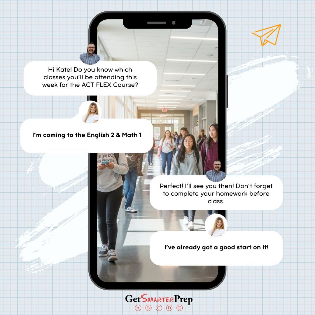 getsmarterprep's tweet photo. Want to crush the ACT without giving up your entire junior year?  Our ACT Flex Course is the smartest, most flexible prep option.  

Here’s why families are obsessed:
 ✔️ Four sessions to choose from each week (most students see +3–5 point jumps)
✔️ Choose the schedule that actually works – weeknights OR Saturday mornings
✔️ Small groups (max 8 students) taught by 99th-percentile scorers
✔️ Starts now – perfect timing for February and April ACTs
✔️ Includes all materials + Practice Proctored ACTs 

https://t.co/1Gmcmyizcj
