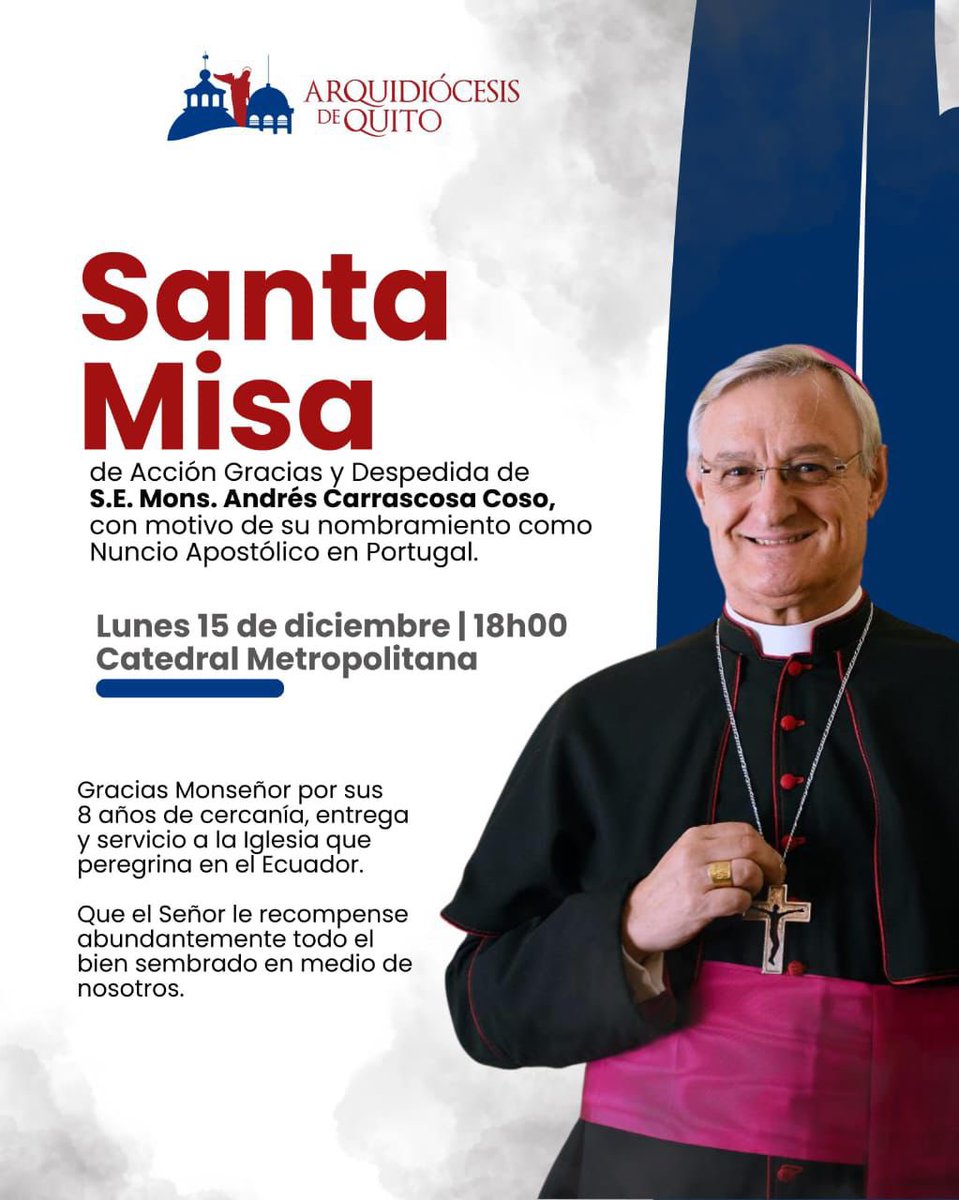 🔴 Una de las autoridades eclesiales que conoció varios casos de violencia sexual clerical como el de Ricardo* que se suicidó en <a href="/AsambleaEcuador/">Asamblea Nacional</a>, se despide del país. Se va sin haber dado información alguna y menos aún denunciado estos delitos. #ImpunidadSagrada