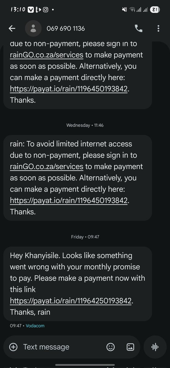 ChucksLove's tweet photo. When you don't pay vs when you paid and spend about a week without network.
Rain can just stop giving people wifi cause wow @rainSouthAfrica 
#Rainnetwork
#wow
#fedup
#Donewiththisnetwork https://t.co/JdjpglIrd5