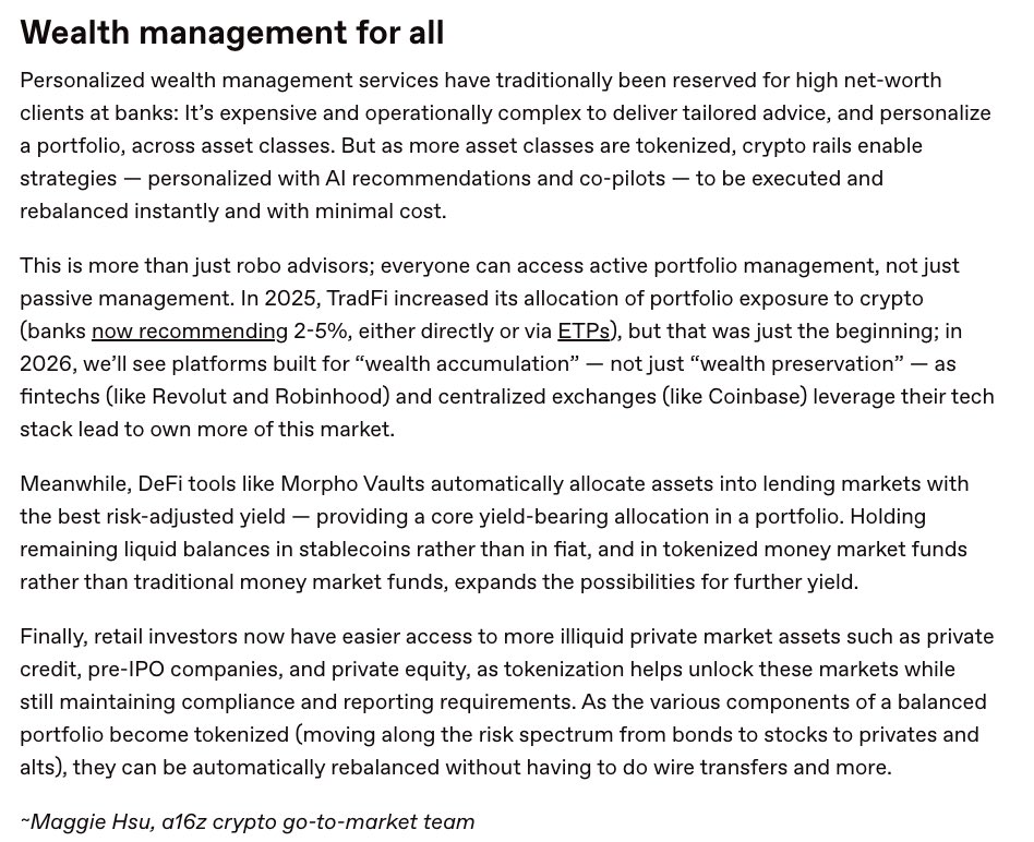 Our @a16zcrypto team’s big ideas for 2026 are out today! I write about how traditional wealth management services are be