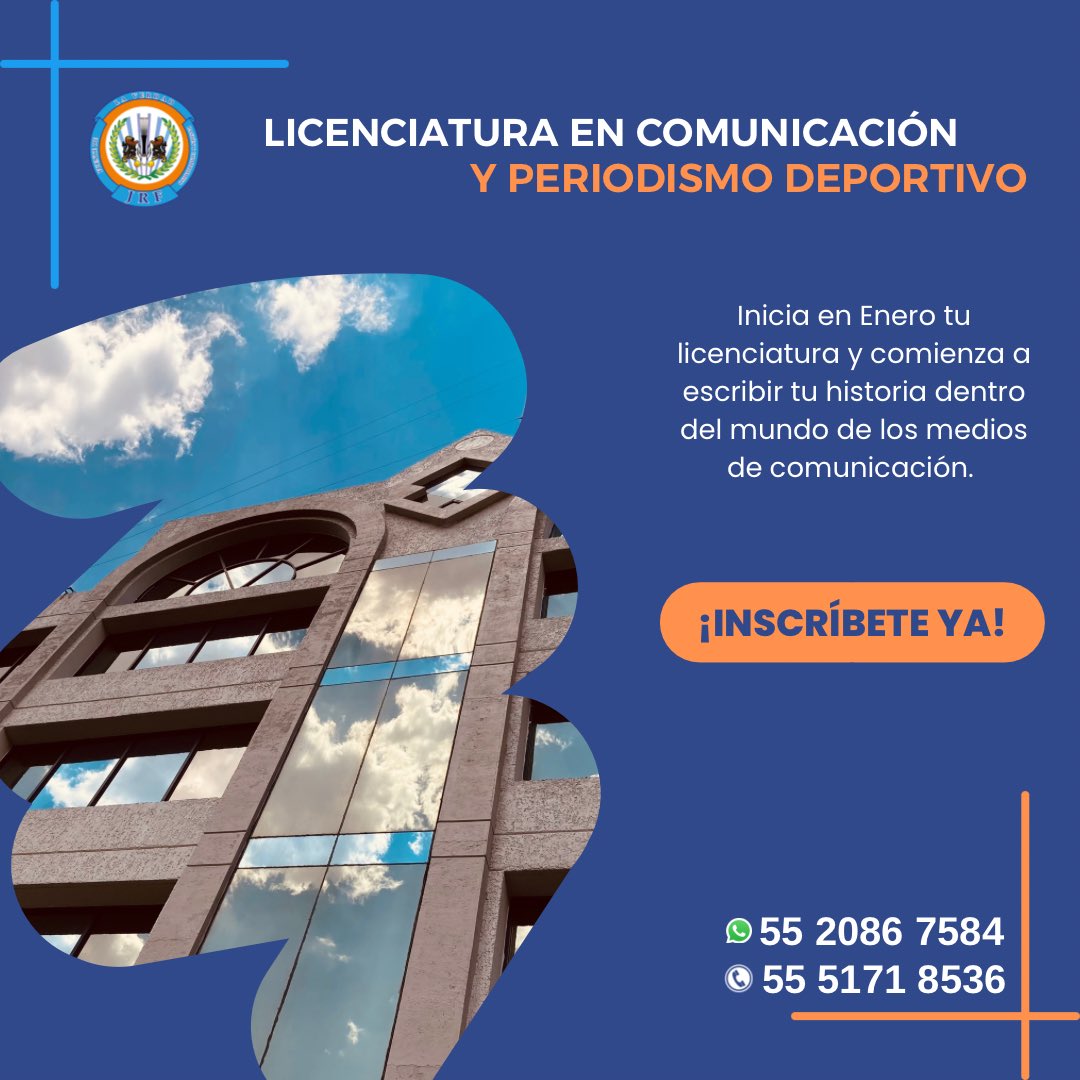 Únete a la mejor cantera de periodistas deportivos de nuestro país. ¡Estás a tiempo para inscribirte a nuestra licenciatura!

¡Agenda tu cita para conocer el instituto y ven a una clase muestra con nosotros!

Informes aquí: 📞 55 5171 8536📱55 2086 7584