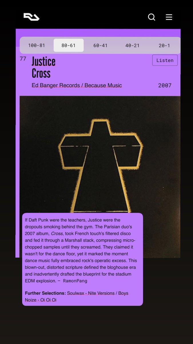 did some brief coverage on Justice - Cross (2007) for <a href="/residentadvisor/">Resident Advisor</a>